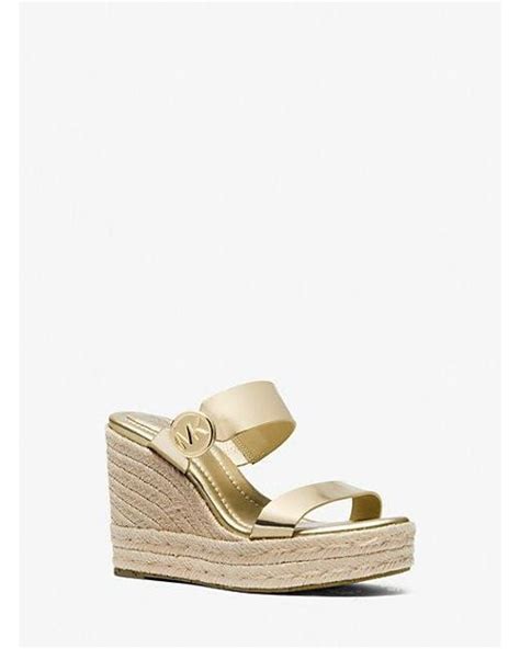 michael kors lena metallic leather wedge|Michael Kors lucinda wedge sandals.